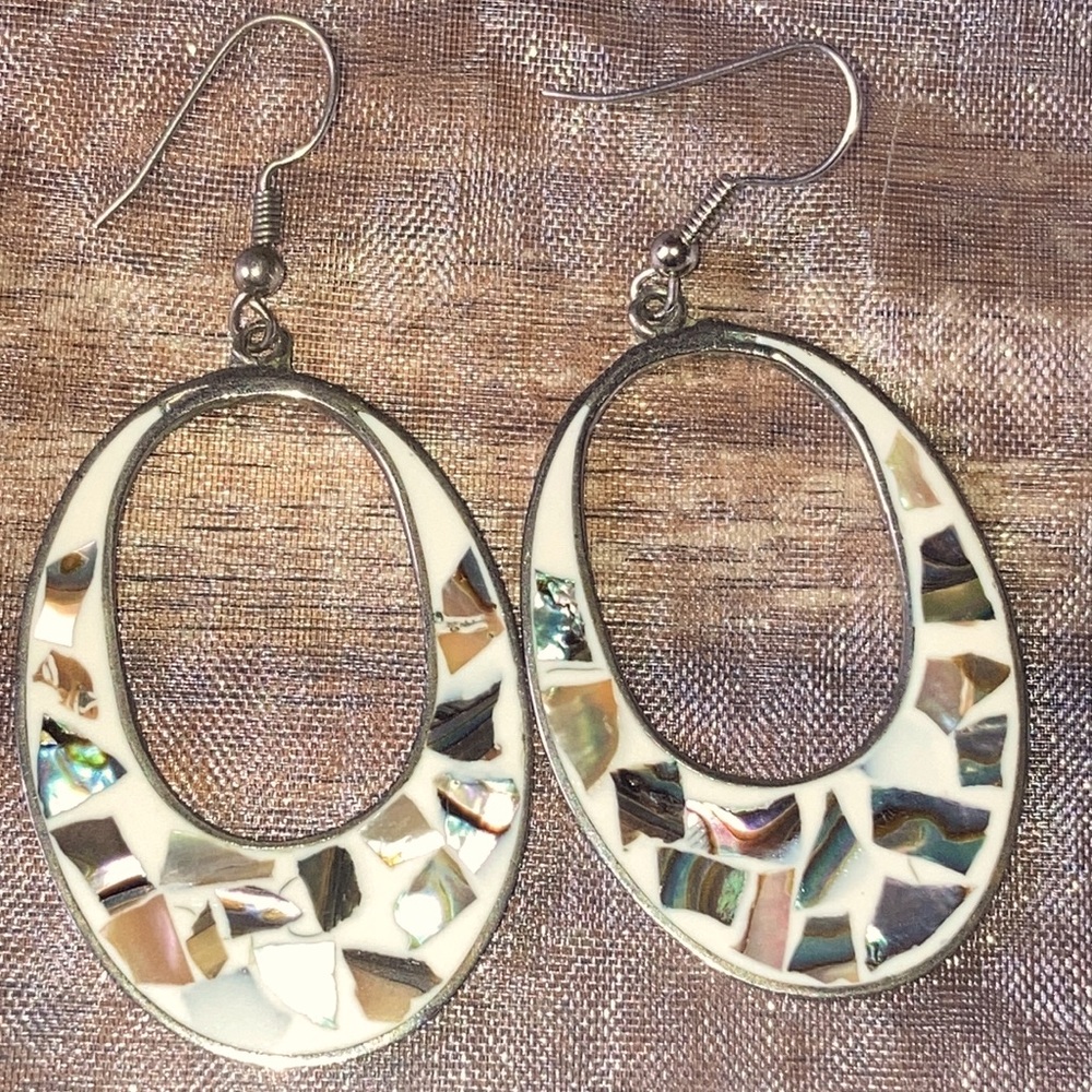 Alpaca Mexico Abalone mosaic earrings